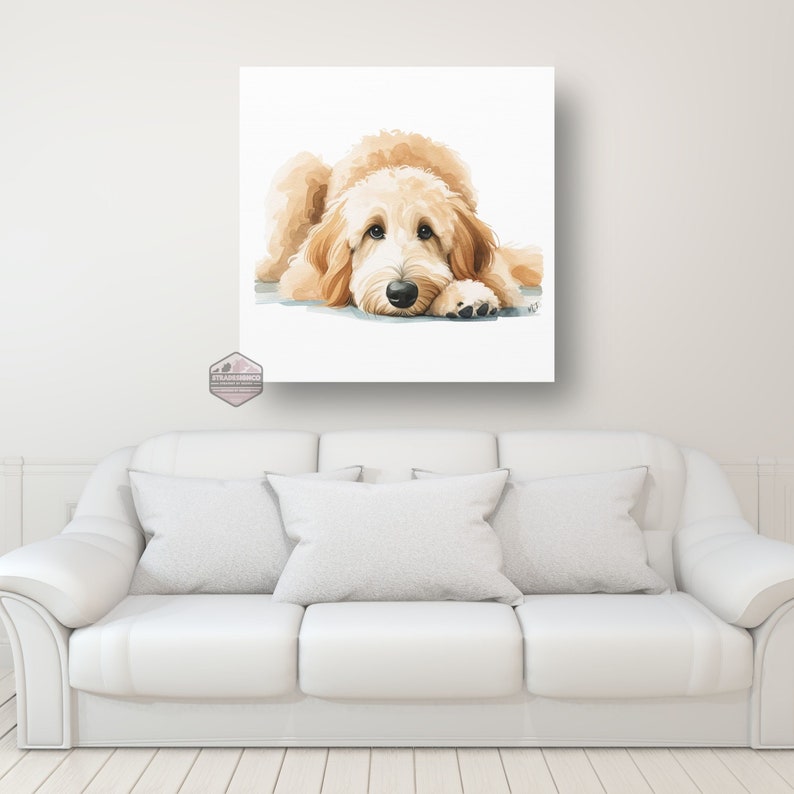Goldendoodle Dog, watercolor art, golden doodle, bernedoodle canvas, sheepadoodle, mama, dog mom canvas, dog art, dog mom art, Doodle lover art, doodle canvas art, water color canvas, hig-resolution canvas, design,dog designer art, high-end gift, dog
