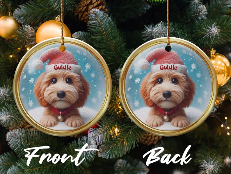 Cute Dog Christmas Ornament, Personalized Pet Ornament, Custom Dog Ornament, Holiday Decoration, Christmas Tree Ornament, Dog Lovers Gift