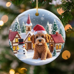 Personalized Christmas dog ornament, holiday puppy decoration, custom pet gift, festive tree decor, new puppy ornament, pet lover gift