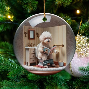 Funny Dog Toilet - Ceramic Ornament - Sublimation Print, Goldendoodle Restroom Keepsake image 7