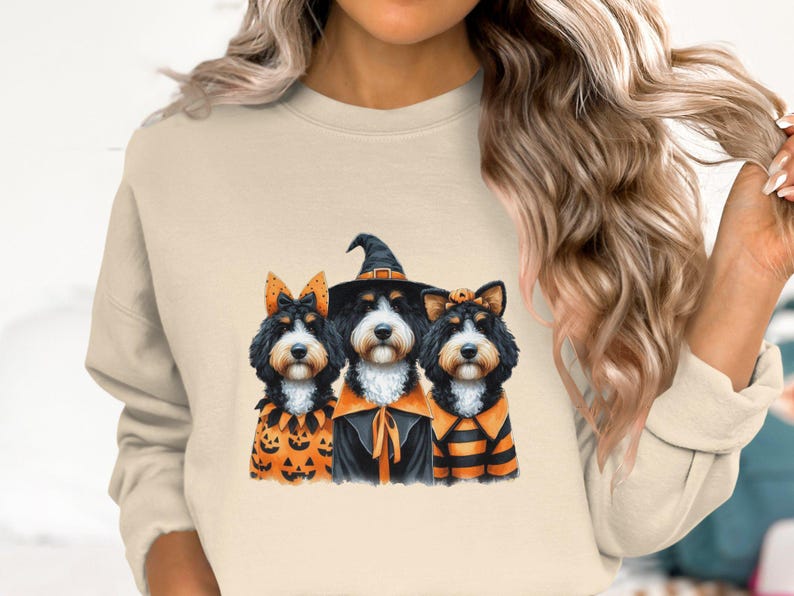 Sudadera de Halloween con diseño de Bernedoodle, disfraz de perro Doodle, regalo para amantes de los perros. imagen 1