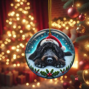 Personalized Black Doodle Dog Christmas Ornament - Festive Ceramic Decoration | Sublimation | 3 Inch Custom Pet Tree Keepsake image 16