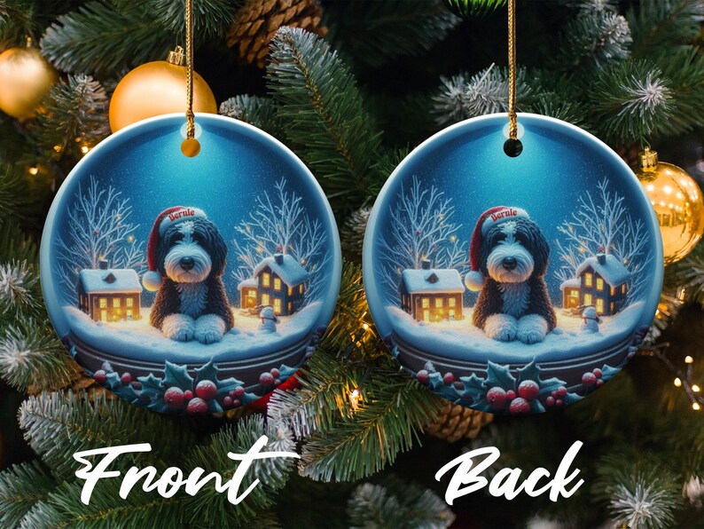 Dog Christmas Ornament, Cute Puppy Holiday Decor, Double Sided Pet Decoration, Festive Tree Hanging, Winter Holiday Ornament