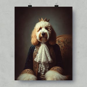 Royal Dog Portrait, Aristocratic Pet Art, Elegant Dog Painting, Vintage Style Pet Print, Regal Dog Wall Art, Unique Pet Gift