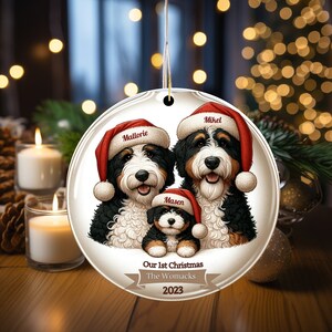 first family Christmas Ornament - First Christmas - Baby First Christmas - Bernedoodle Family Ornament- Personalized
