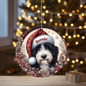 Vintage look Bernedoodle Ornament