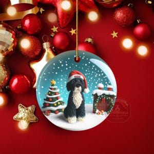 Bernedoodle Ornament, Custom Pet Christmas Decor | Sublimation | 3 Inch 2 Sided Ceramic Heirloom Gift For Dog Lover image 3