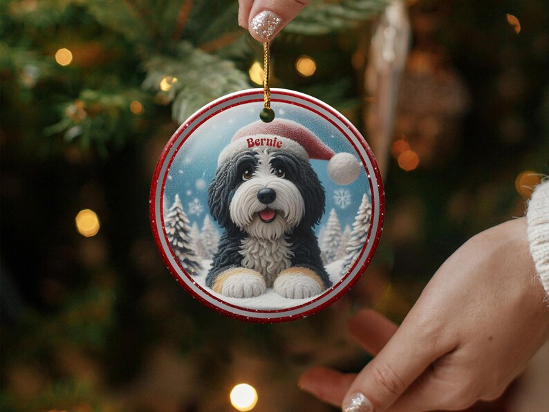 Personalized Dog Christmas Ornament, Custom Pet Memorial Gift, Dog Lover Holiday Decoration, Custom Dog Portrait Ornament