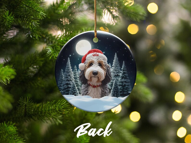 Personalized Dog Christmas Ornament, Custom Pet Portrait, Holiday Tree Decoration, Unique Gift for Pet Lovers, Festive Home Decor