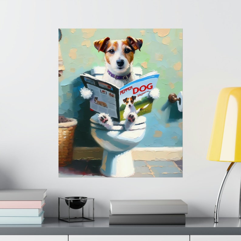 Personalized Cavadoodle Cavapoo Poster, Dog Sitting On Toilet Poster, Bathroom Dog Reading Magazine, Dog Dad, Dog Mom Gift, Dog Person Gift image 3