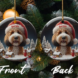 Personalized Dog Christmas Ornaments, Custom Pet Holiday Decorations, Pet Name Santa Hat Ornament, Cute Dog Photo Ornament