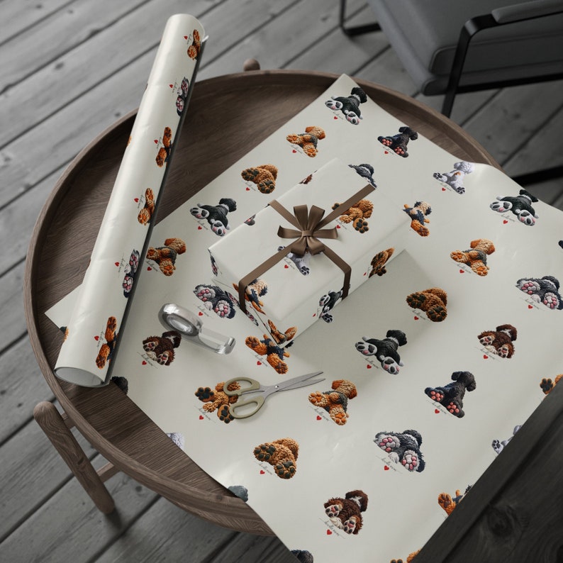 Papel de regalo con forma de patitas de perro / Papel para Goldendoodle y Bernedoodle imagen 5