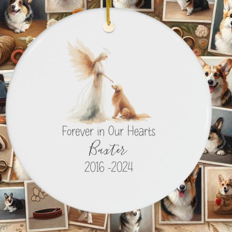 Goldendoodle, Golden Retriever, Personalized Pet Memorial Watercolor Design, Pet's Name Gift, Custom Pet Name Gift, Personalized Pet Tribute Ceramic Ornament, Pet Loss Gift