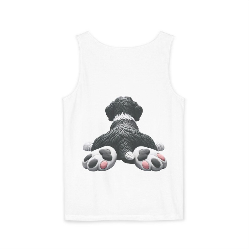 Bernedoodle Mom Tank Top, Cute Dog Rear View Design, Summer Fashion image 3