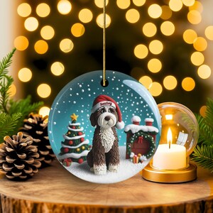 Bernedoodle-ornament - Gepersonaliseerd bruin hondenbeeldje als aandenken, rond keramisch met sublimatieprint, 7 cm groot, een blijvend kerststuk afbeelding 20