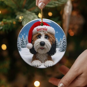 Personalized Dog Christmas Ornament, Custom Pet Ornament, Holiday Dog Decoration, Pet Lover Gift, Christmas Tree Ornament