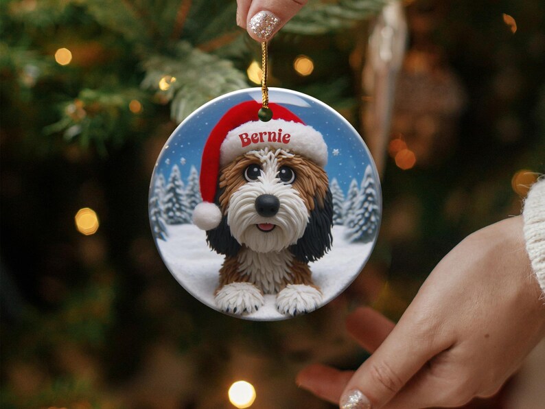 Personalized Dog Christmas Ornament, Custom Pet Ornament, Holiday Dog Decoration, Pet Lover Gift, Christmas Tree Ornament