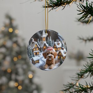 Cute Dog Christmas Ornament, Winter Village Scene Decoration, Holiday Tree Hanging, Perfect Gift for Dog Lovers, Festive Home Decor