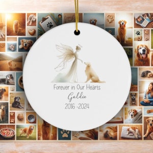 Personalized Golden Retriever Memorial, Watercolor Design Ornament, Dog Name Gift, Personalized Pet Tribute Gift, Golden Ornament, Pet Loss