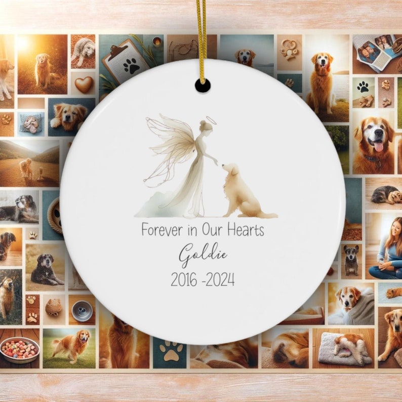 Personalized Golden Retriever Memorial, Watercolor Design Ornament, Dog Name Gift, Personalized Pet Tribute Gift, Golden Ornament, Pet Loss