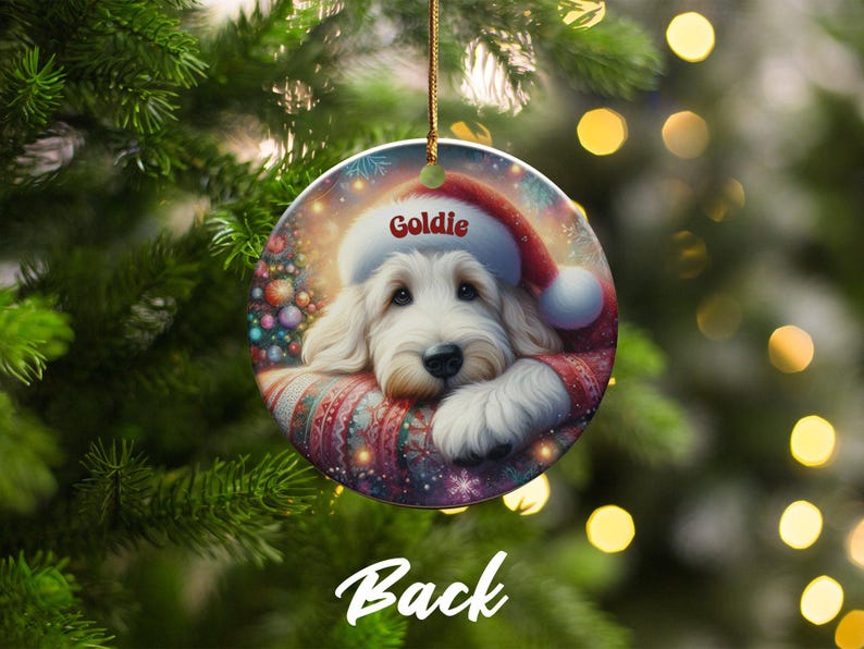 Custom Pet Ornament, Festive Goldendoodle Holiday Keepsake | Ceramic | 3 Inch Sublimation Print image 10