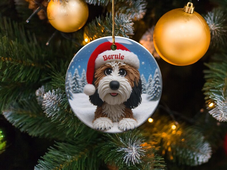 Custom Dog Christmas Ornament, Holiday Tree Decoration, Pet Lover Gift, Personalized Pet Keepsake, Cute Santa Dog Ornament Decor