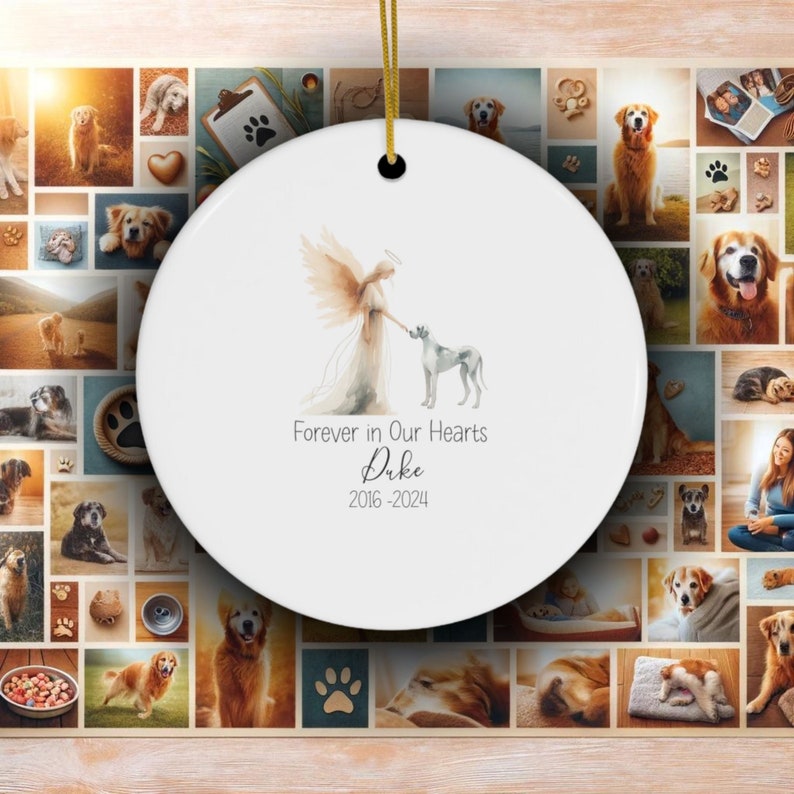 Personalized Great Dane Pet Memorial Ornament, Watercolor Design, Pet's Name Gift, Custom Pet Name Gift, Personalized Pet Tribute Ceramic Ornament, Pet Loss Gift