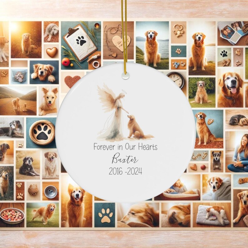 Goldendoodle, Golden Retriever, Personalized Pet Memorial Watercolor Design, Pet's Name Gift, Custom Pet Name Gift, Personalized Pet Tribute Ceramic Ornament, Pet Loss Gift