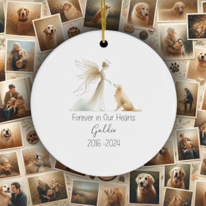 Personalized Golden Retriever Memorial, Watercolor Design Ornament, Dog Name Gift, Personalized Pet Tribute Gift, Golden Ornament, Pet Loss