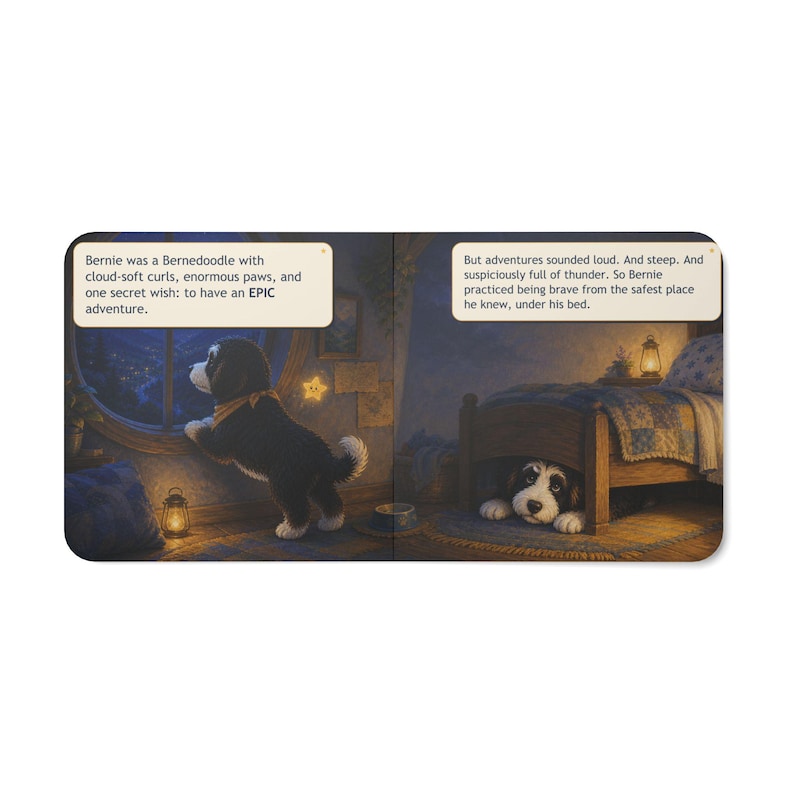 Bernie il Bernedoodle salva una stella perduta / Libro cartonato spesso / Avventura della buonanotte per bambini immagine 8