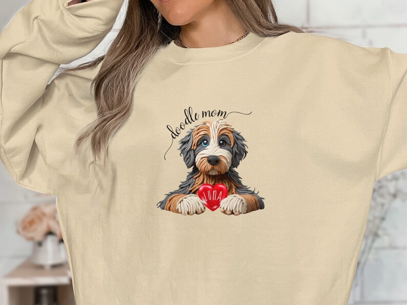 Sudadera personalizada para mamás de Bernedoodle, con el nombre del perro personalizado. imagen 8