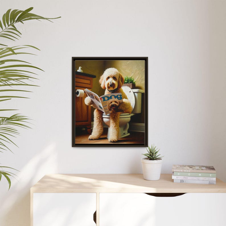 Goldendoodle Toilet Canvas Art: Funny Dog Bathroom Decor image 1
