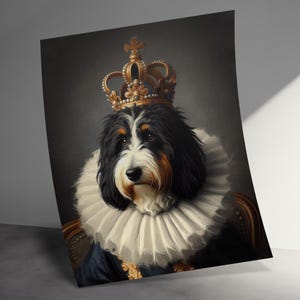 Custom Pet Portrait Royal Dog with Crown, Renaissance Pet Art, Personalized Pet Gift, Pet Lover Gift, Unique Pet Memorial
