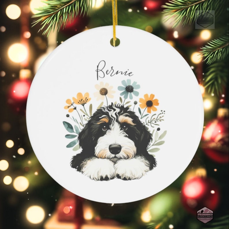 Personalized Bernedoodle Ornament With Your Dog's Name | You Own The Cutest Doodle, Now Own The Cutest Ornament | Celebrate Your Furball!