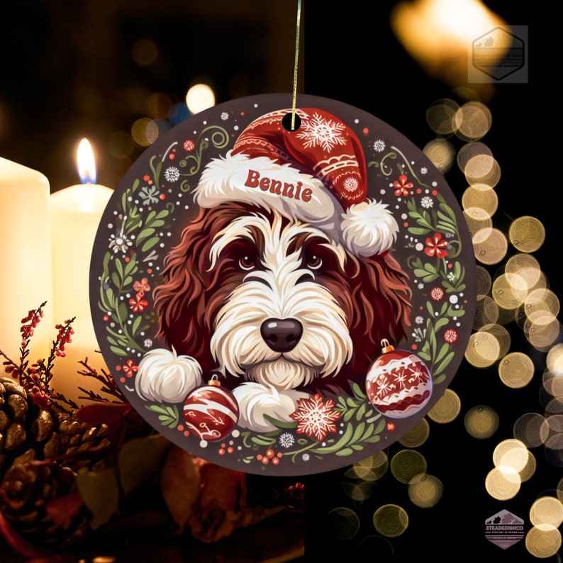 Heirloom-Quality Bernedoodle Santa Ornament - Custom Dog Holiday Charm