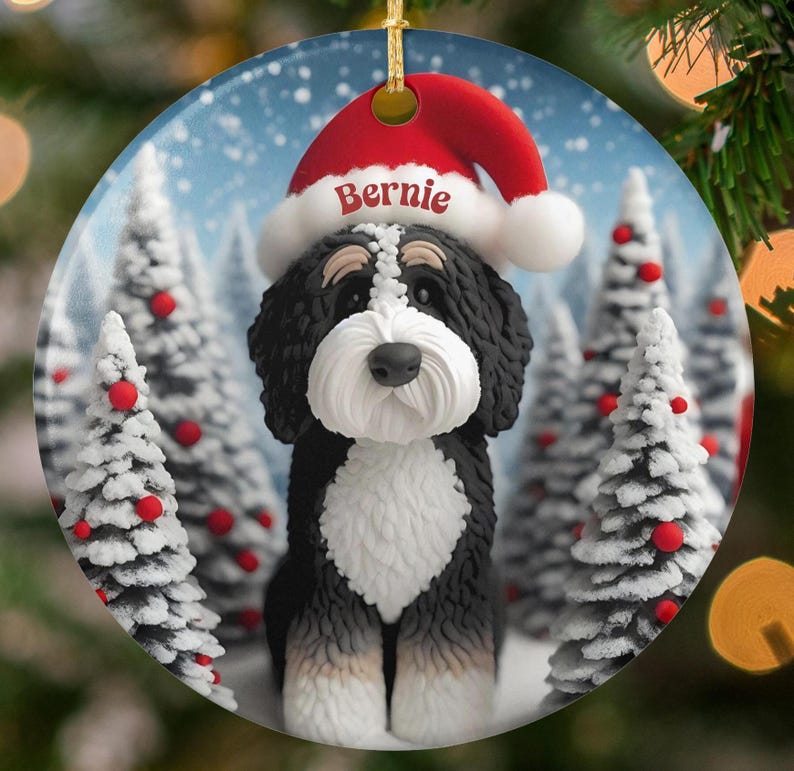Personalized Christmas Dog Ornament, Custom Pet Portrait Holiday Decoration, Unique Tree Decor, Pet Lover Gift Idea