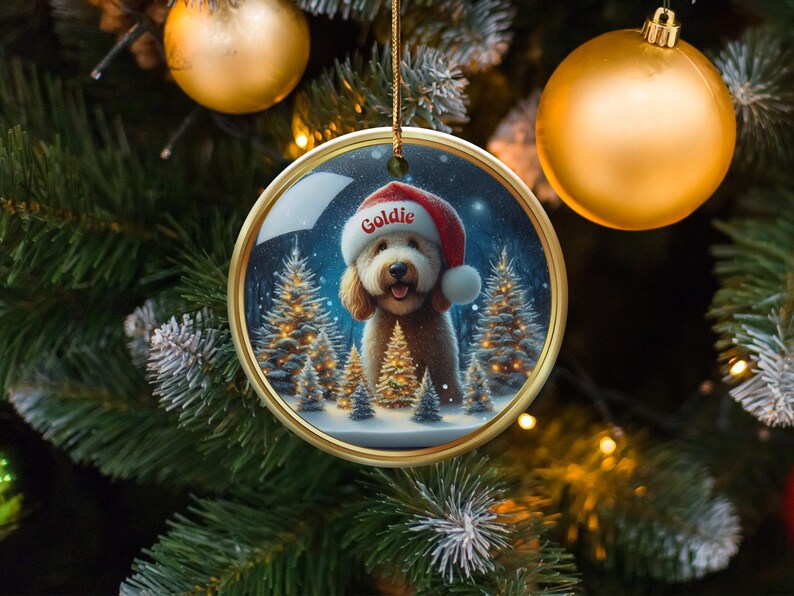 Cute Dog Christmas Tree Ornament, Festive Holiday Pet Decoration, Customizable Dog Lover Gift, Unique Pet Keepsake, Xmas Tree Decor