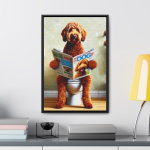 Doodle Toilet Pet Portrait, Bathroom Wall Art, Doodle On Toilet, Dog Toilet, Goldendoodle wall art, Goldendoodle On Toilet, Wall Art, Doodle