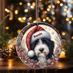 Vintage look Bernedoodle Ornament