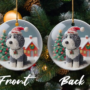 Custom Pet Ornament, Sheepadoodle Snow Scene Keepsake | Sublimation Ceramic | 3 Inch, Double Sided Bild 7
