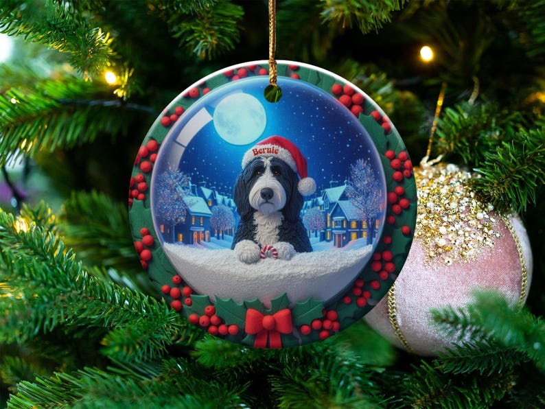 Personalized Dog Christmas Ornament, Custom Pet Ornament, Holiday Dog Decor, Christmas Tree Dog Ornament, Gift for Dog Lovers
