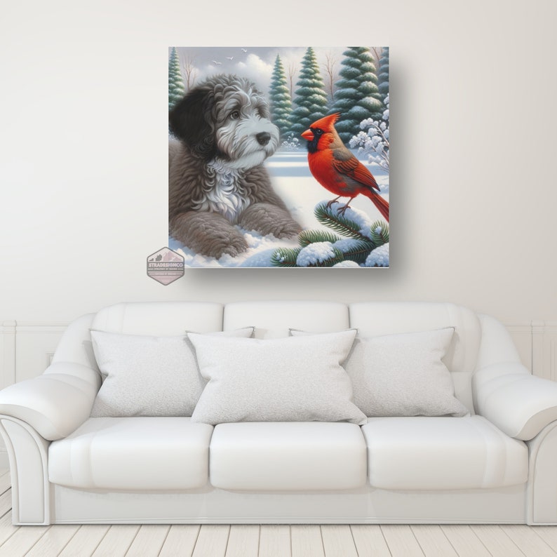 Goldendoodle canvas art, dog portrait wall art, goldendoodle decor, large canvas print, pet lover gift, gentle dog gaze art, 6x6 to 36x36 portrait, cotton fabric artwork, home decor canvas, animal art prints, detailed dog painting, goldendoodle lover