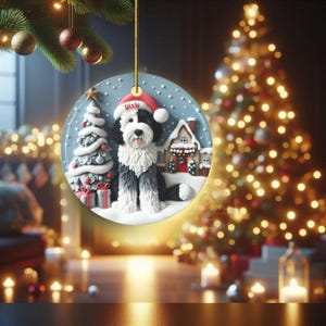 Sheepadoodle, Snow Globe Scene Ceramic Ornament | Sublimation | 3 Inch Custom Dog Name, Pet Lover Gift image 15
