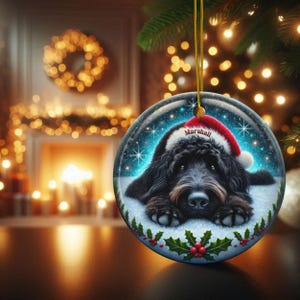 Personalized Black Doodle Dog Christmas Ornament - Festive Ceramic Decoration | Sublimation | 3 Inch Custom Pet Tree Keepsake image 8