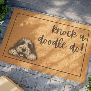Bernedoodle Doormat, Knock a Doodle Do, Home Decor image 2