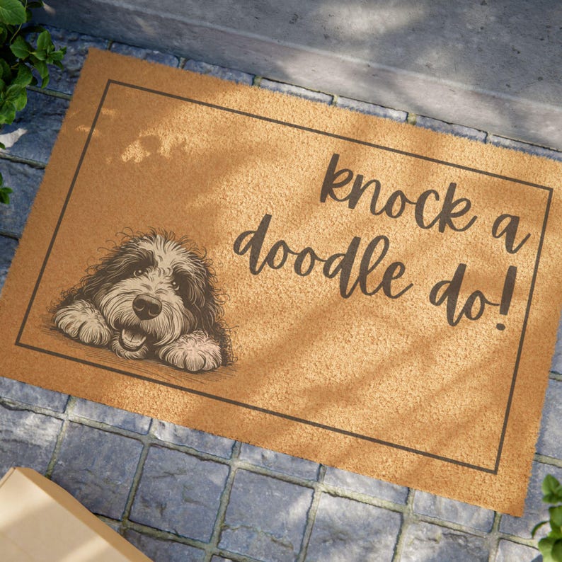 Bernedoodle Doormat, Knock a Doodle Do, Home Decor image 2