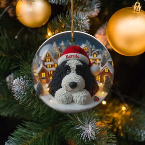 Personalized Christmas Dog Ornament, Holiday Tree Decoration, Custom Pet Gift, Cute Dog Lover Ornament, Festive Pet Keepsake