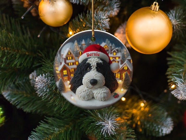 Personalized Christmas Dog Ornament, Holiday Tree Decoration, Custom Pet Gift, Cute Dog Lover Ornament, Festive Pet Keepsake