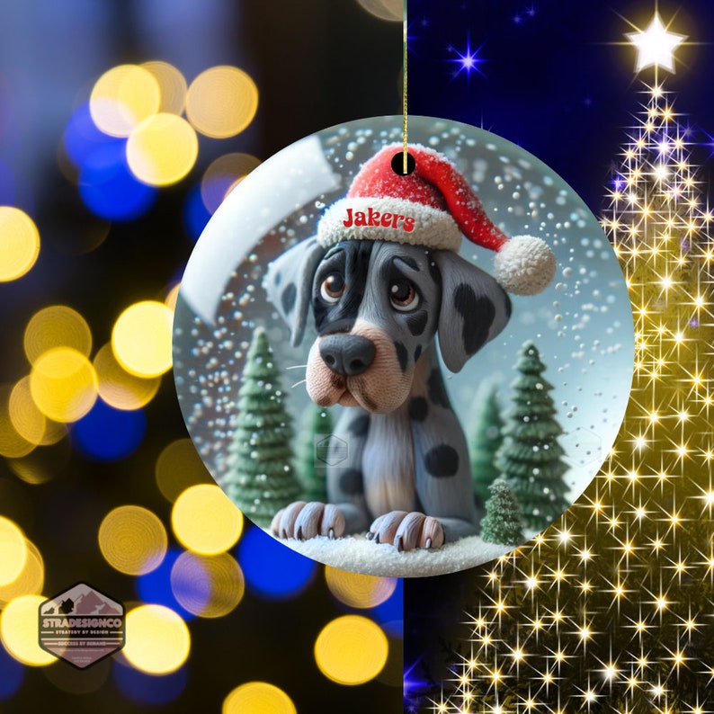 Merle Great Dane Clay Style Illustrated ornament