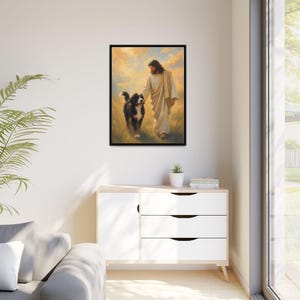 Jesus With Bernedoodle Framed Canvas image 17